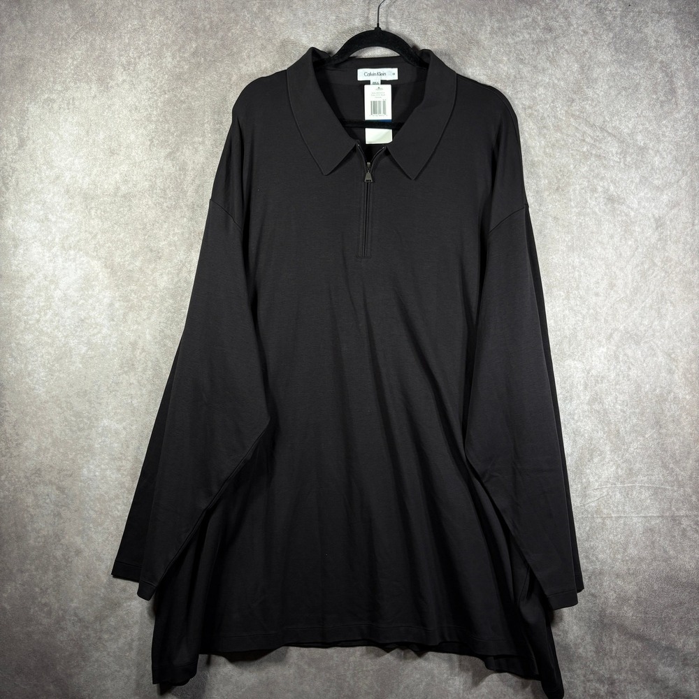 Calvin Klein Polo Shirt Womens Size‎ 6X Black Long Sleeve 1/4 Zip Casual Travel